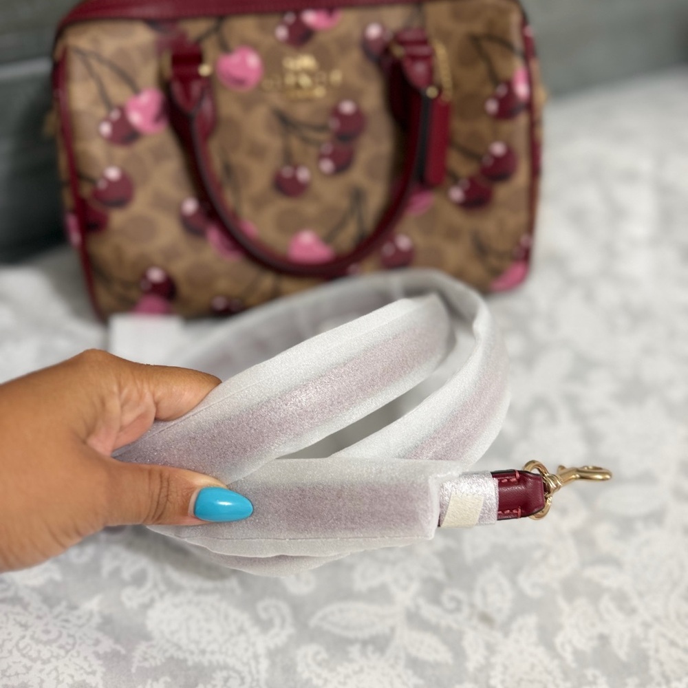 Coach Rowan Cherry Print Satchel - Picture 2 of 6